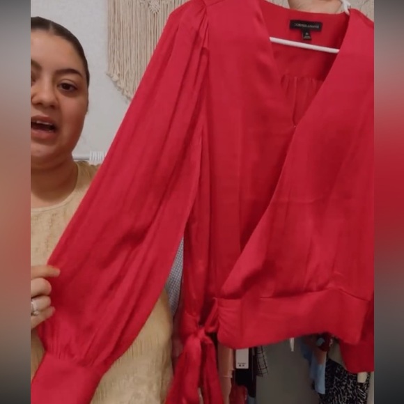 Banana Republic Satin Pink Wrap Top - Picture 3 of 3